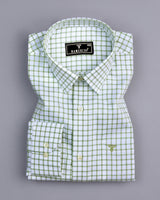 Preston Green With White Check Premium Giza Shirt