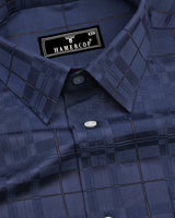 Hector Navyblue Self Check Premium Giza Shirt