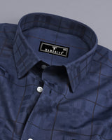 Hector Navyblue Self Check Premium Giza Shirt