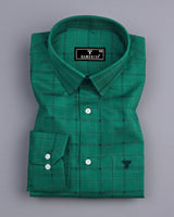 Leaf Green With NavyBlue Check Premium Giza Shirt