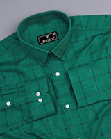 Leaf Green With NavyBlue Check Premium Giza Shirt