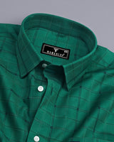 Leaf Green With NavyBlue Check Premium Giza Shirt