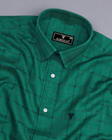 Leaf Green With NavyBlue Check Premium Giza Shirt