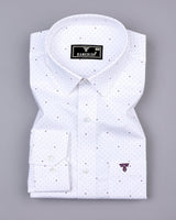 Sentosa White With Purple Dot Printed Satin Cotton Shirt