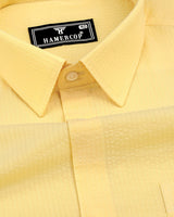 Yellow Self Stripe Seersucker Dobby Cotton Shirt