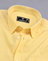 Yellow Self Stripe Seersucker Dobby Cotton Shirt