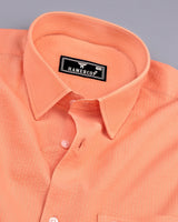 Orange Self Stripe Seersucker Dobby Cotton Shirt