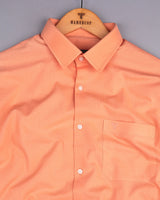 Orange Self Stripe Seersucker Dobby Cotton Shirt