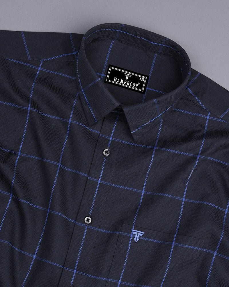 Horton Gray With Blue Broad Check Premium Giza Shirt