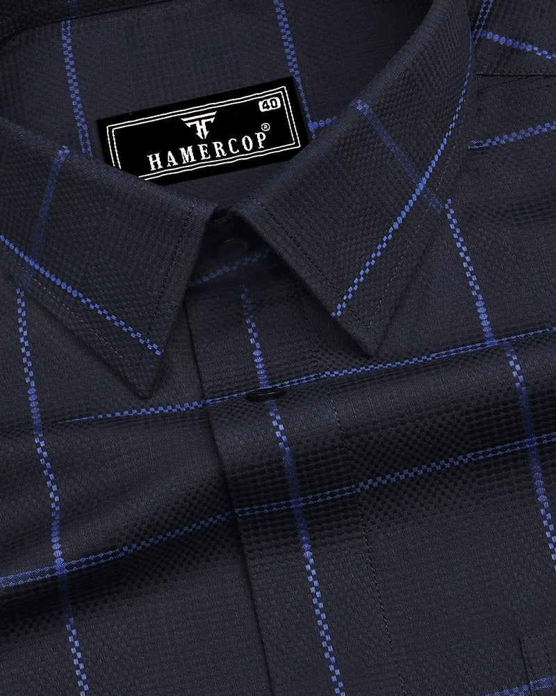 Horton Gray With Blue Broad Check Premium Giza Shirt