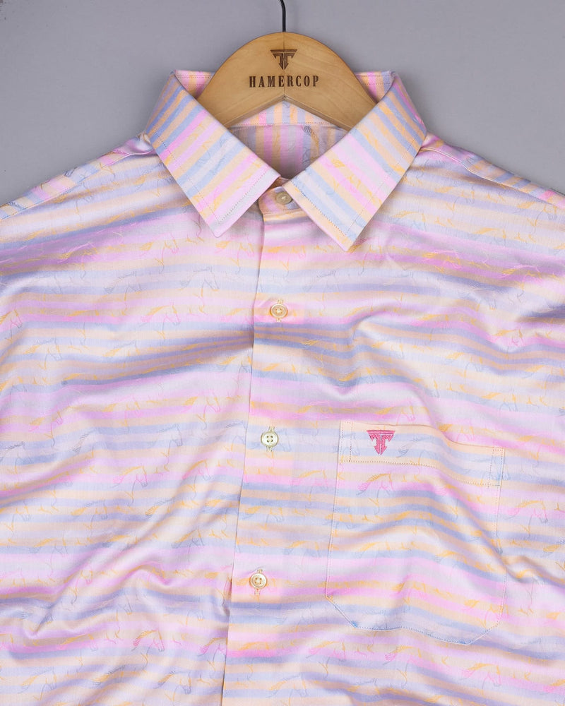 Magical Multicolor Stripe With Jacquard Textured Giza Shirt