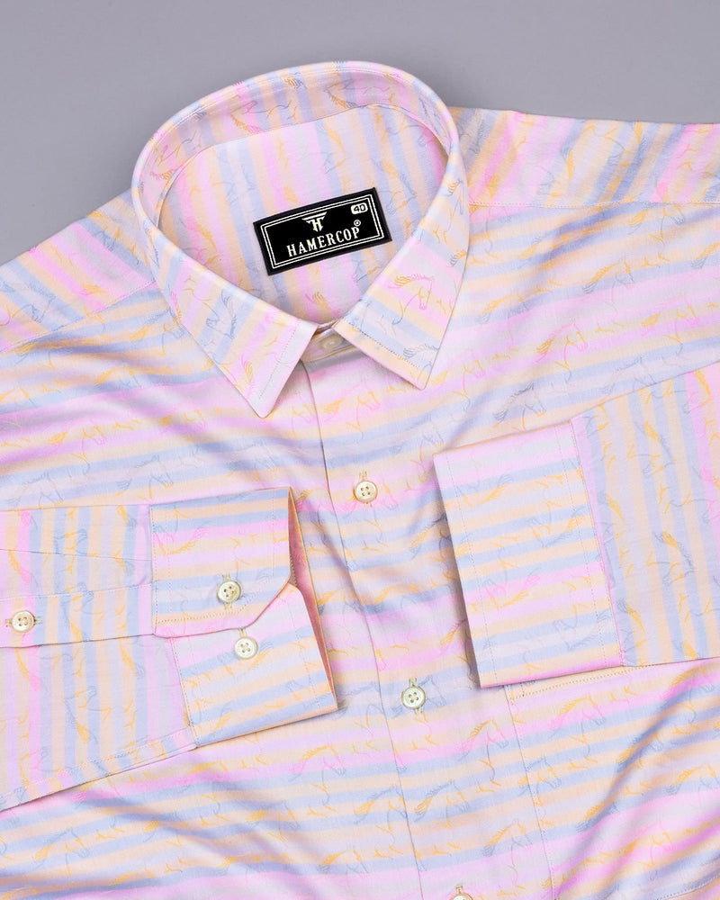 Magical Multicolor Stripe With Jacquard Textured Giza Shirt