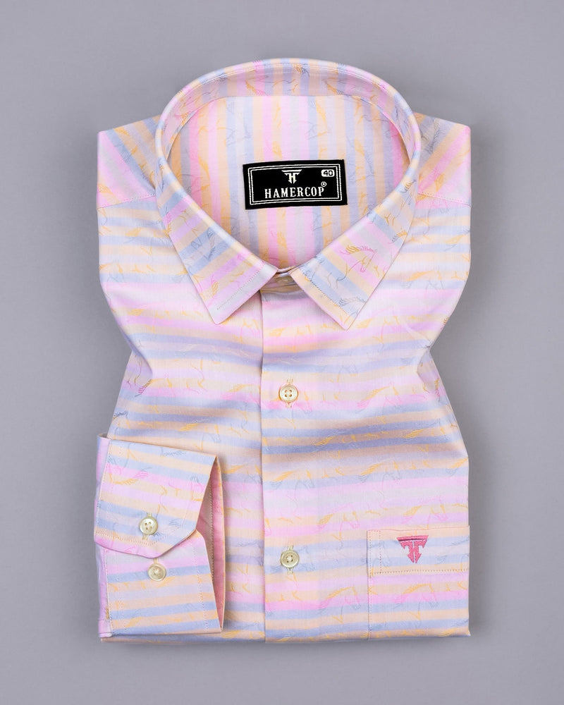 Magical Multicolor Stripe With Jacquard Textured Giza Shirt