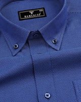 Cobalt NavyBlue Dobby Textured Formal Cotton Shirt