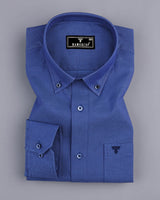 Cobalt NavyBlue Dobby Textured Formal Cotton Shirt