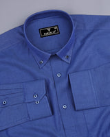 Cobalt NavyBlue Dobby Textured Formal Cotton Shirt