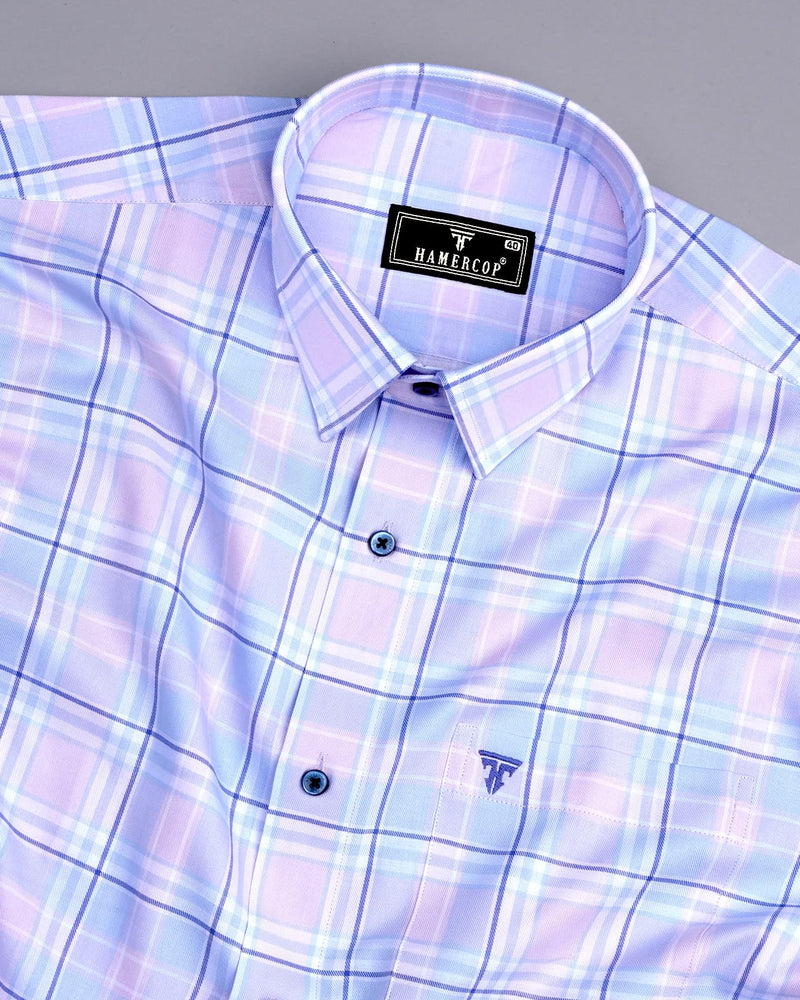 Belas Blue Multi Shadow Twill Check Premium Cotton Shirt