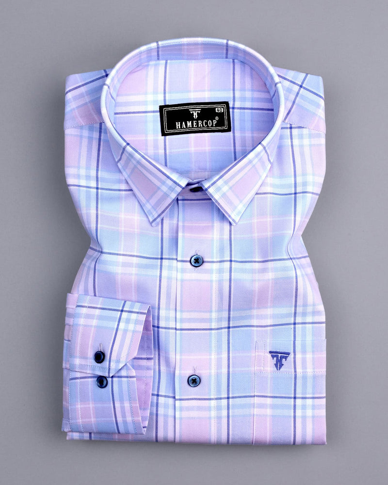 Belas Blue Multi Shadow Twill Check Premium Cotton Shirt