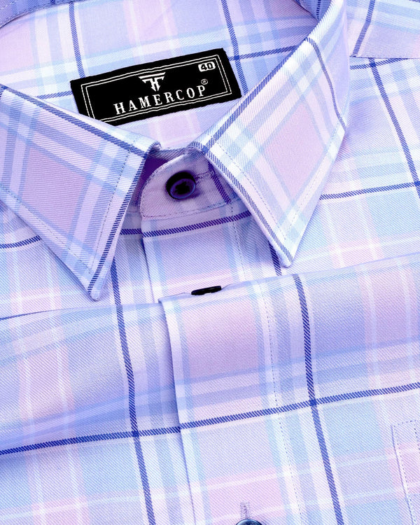 Belas Blue Multi Shadow Twill Check Premium Cotton Shirt