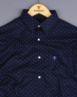 Athens NavyBlue With White Oxford Printed Cotton Shirt