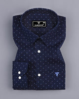 Athens NavyBlue With White Oxford Printed Cotton Shirt