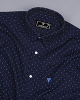 Athens NavyBlue With White Oxford Printed Cotton Shirt