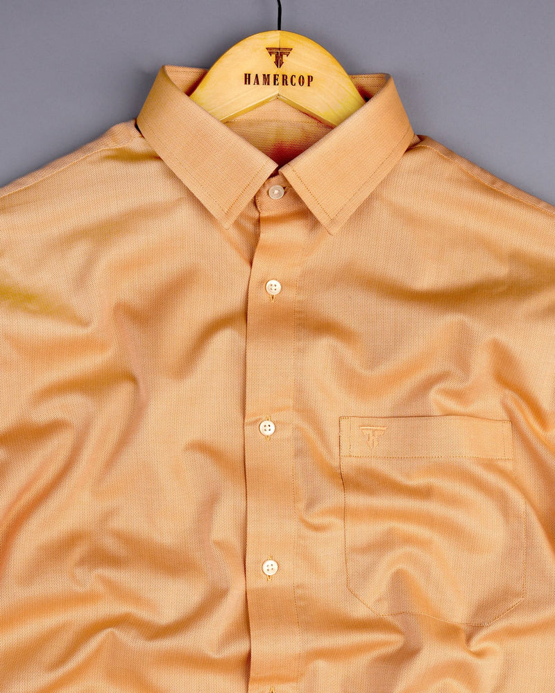 Sweetmelon Orange Dobby Textured Cotton Shirt