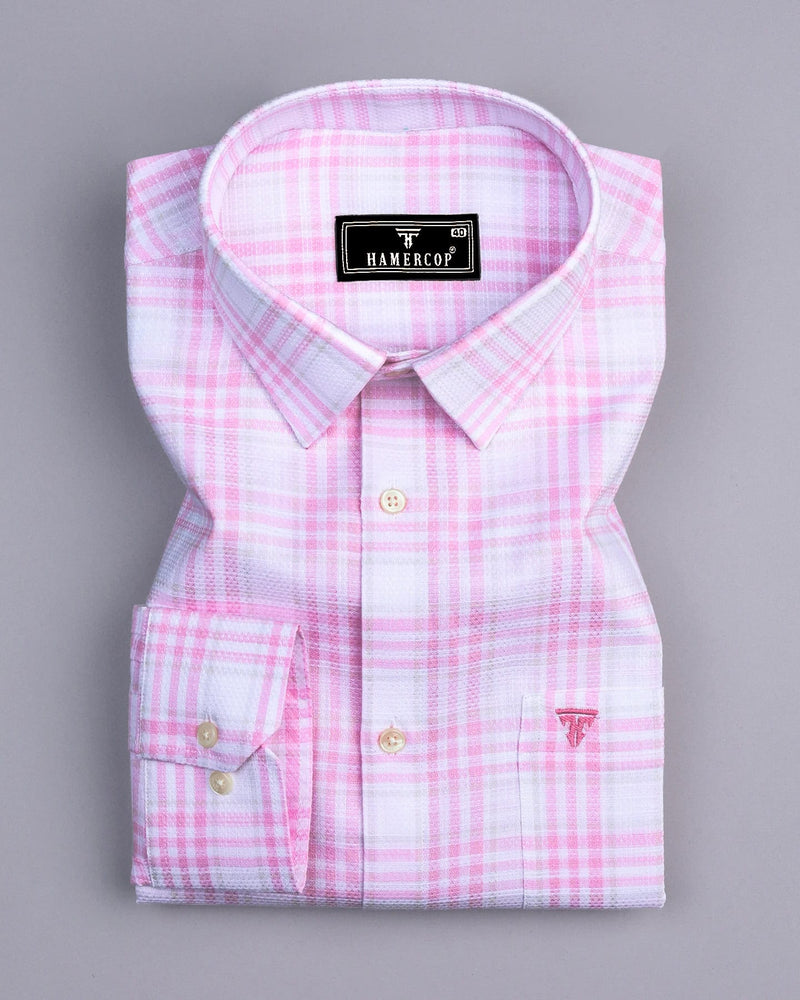 Pink Casata With White Check Dobby Cotton Shirt