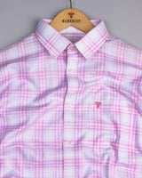 Pink Casata With White Check Dobby Cotton Shirt