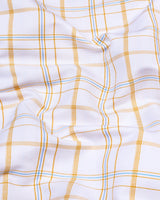 Bliston White With Yellow Twill Check Premium Shirt