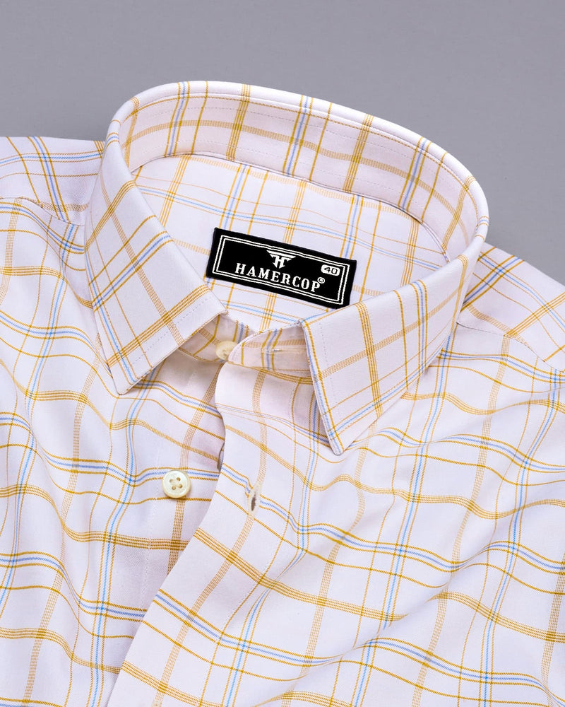 Bliston White With Yellow Twill Check Premium Shirt