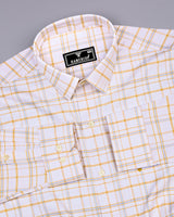 Bliston White With Yellow Twill Check Premium Shirt