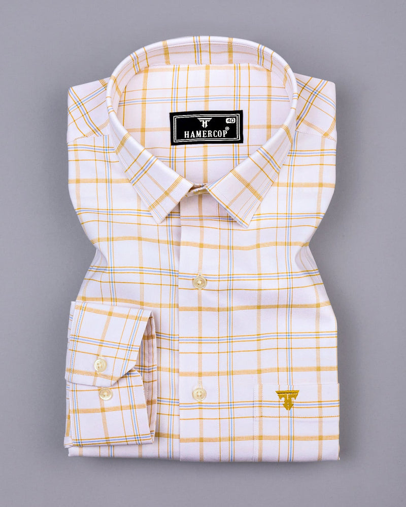 Bliston White With Yellow Twill Check Premium Shirt