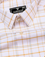 Bliston White With Yellow Twill Check Premium Shirt