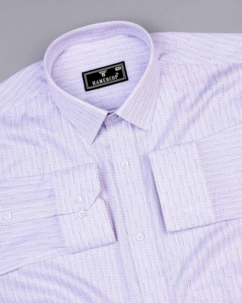 White With Purple Printed Premium Dobby Cotton Shirt