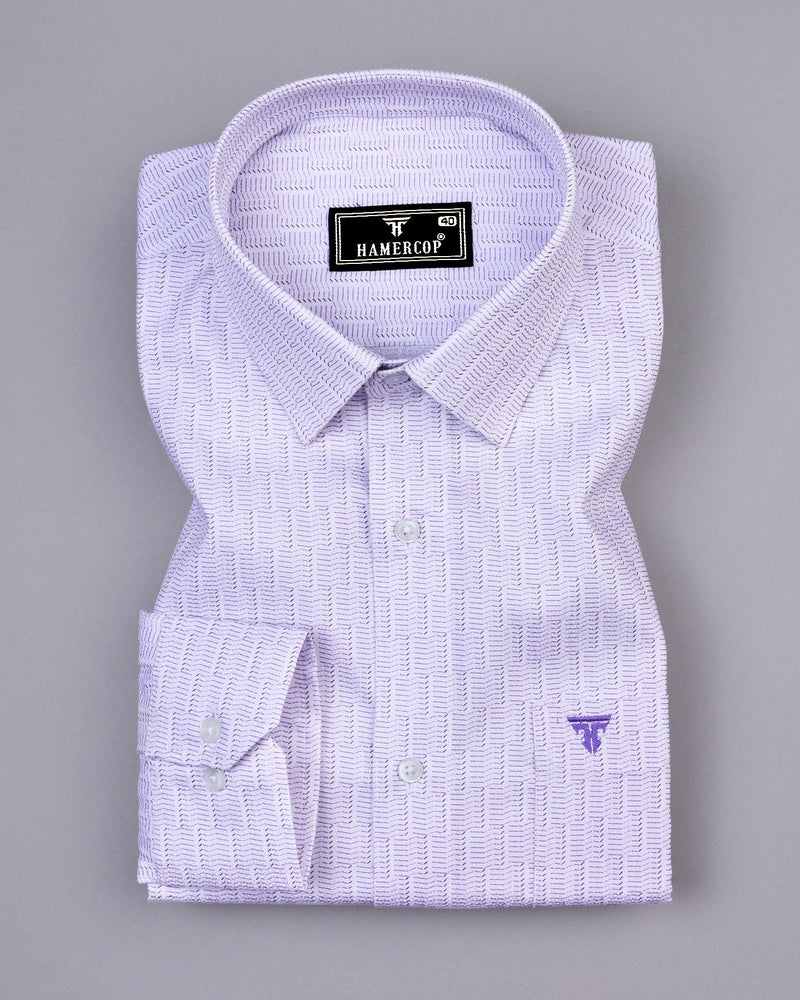 White With Purple Printed Premium Dobby Cotton Shirt