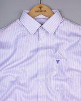 White With Purple Printed Premium Dobby Cotton Shirt