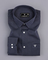 Bowdan Gray With White Check Formal Cotton Shirt