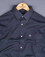 Bowdan Gray With White Check Formal Cotton Shirt