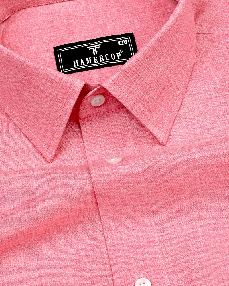 Planet Pink Melange Cotton Formal Shirt