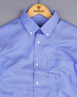 Crayola Blue Plain Oxford Cotton Formal Shirt