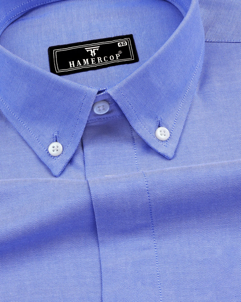 Crayola Blue Plain Oxford Cotton Formal Shirt