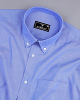 Crayola Blue Plain Oxford Cotton Formal Shirt