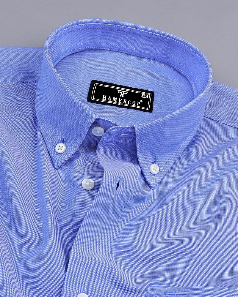 Crayola Blue Plain Oxford Cotton Formal Shirt