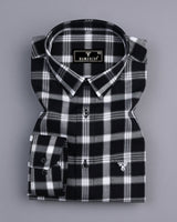 Caxito Black With White Dobby Check Cotton Shirt