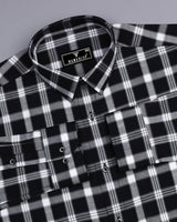 Caxito Black With White Dobby Check Cotton Shirt