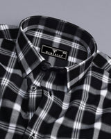 Caxito Black With White Dobby Check Cotton Shirt