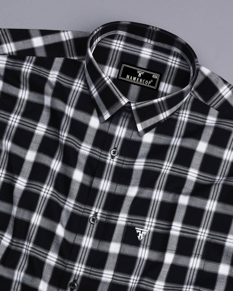 Caxito Black With White Dobby Check Cotton Shirt