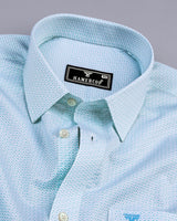 Antrim Green With White Twill Printed Cotton Shirt