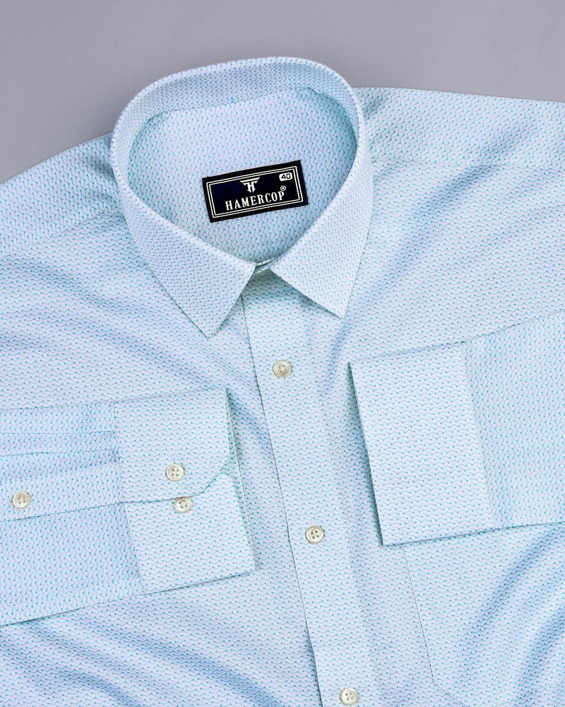 Antrim Green With White Twill Printed Cotton Shirt